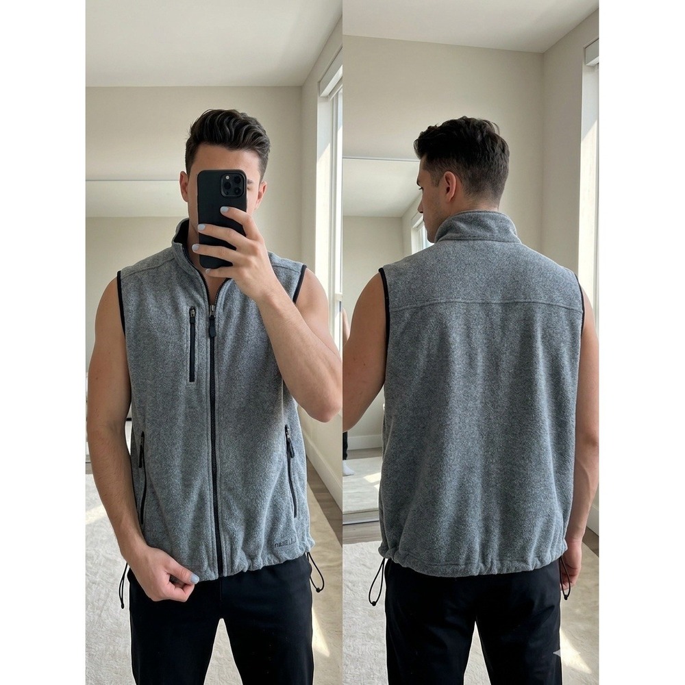 Vintage LL Bean Fleece Vest Mens XL Gray Full Zip Made‎ in USA 90s Gorpcore